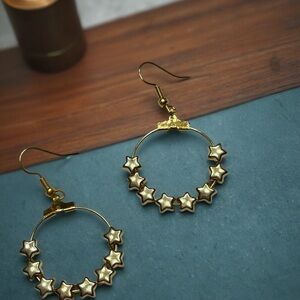 Hand Crafted Gold Star Earrings